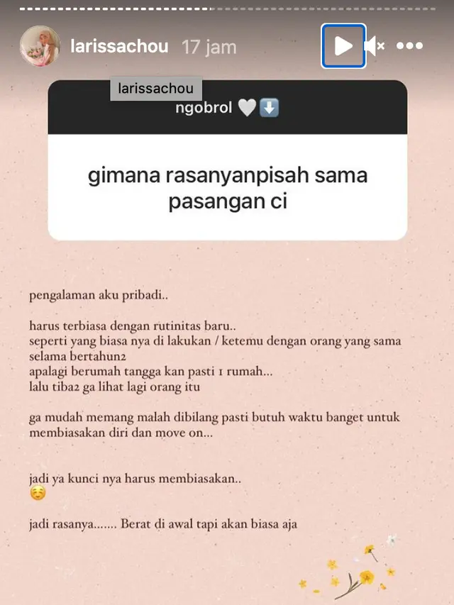 Unggahan Larissa Chou. (Foto: Instagram @larissachou)