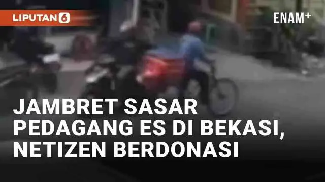 Media sosial dibuat geram oleh aksi jambret di Kota Bekasi, Jawa Barat. Aksi pelaku terekam kamera CCTV saat menjambret korban seorang penjual es keliling. Pelaku bermotor merampas tas korban yang bersepeda dari arah berlawanan di Jl. Teuku Umar, Raw...