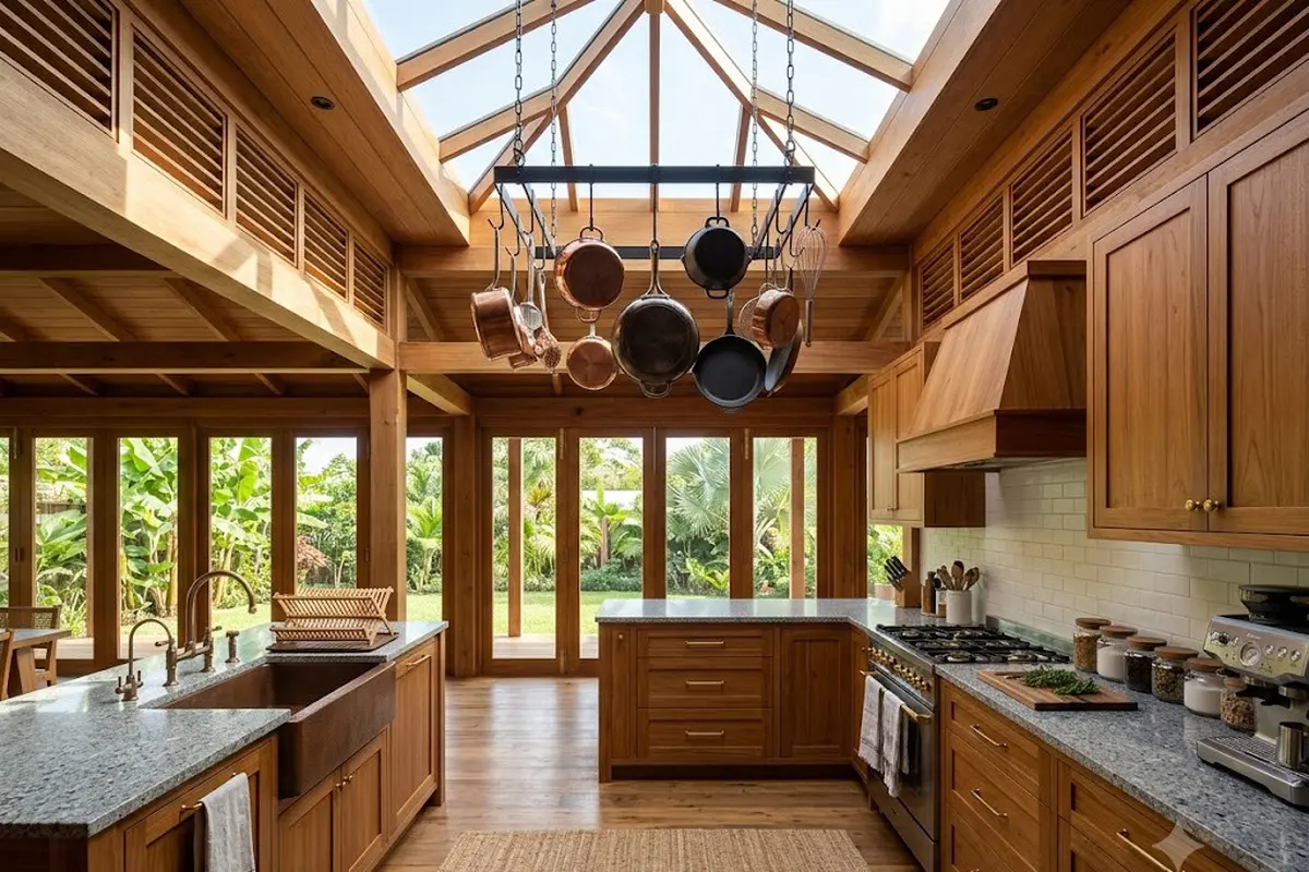 Inspirasi Dapur Rumah Kayu yang Tidak Mudah Lembap saat Musim Hujan