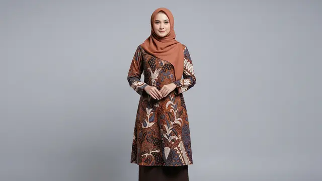 Gamis Batik Tunik Panjang dengan Rok Lurus