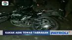 Adu balap motor dengan sesama temannya, kakak beradik warga Probolinggo, tewas seketika setelah motor yang dikendarainya bertabrakan dengan truk gandeng.