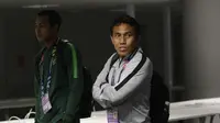 Pelatih Timnas Indonesia, Bima Sakti, saat jumpa pers jelang laga Piala AFF 2018 di Stadion Nasional, Singapura, Kamis (8/11). Timnas akan berhadapan dengan Singapura. (Bola.com/M. Iqbal Ichsan)