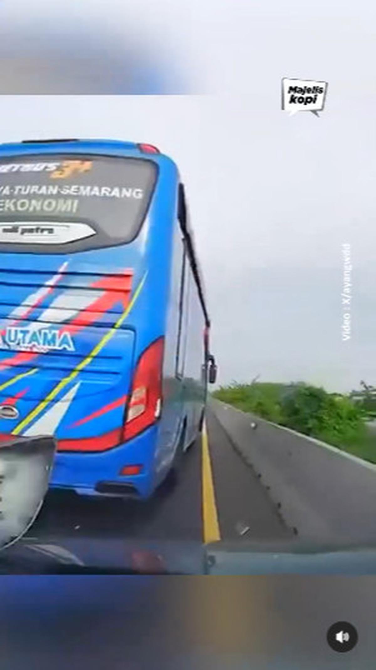 Detik-Detik Mengerikan Bus Po Jaya Utama Potong Jalur lalu Serempet Mobil di Tol & Kabur