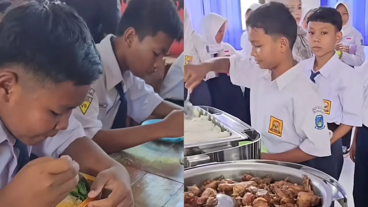 Makan Bergizi Gratis di Majalengka Disajikan Prasmanan, Murid Bawa Kotak Bekal Sendiri