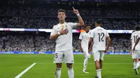 Selebrasi&nbsp;Arda Guler dalam laga Real Madrid versus Real Mallorca di La Liga 2025/2026, Minggu (31/8/2025). (AP Photo/Manu Fernandez)