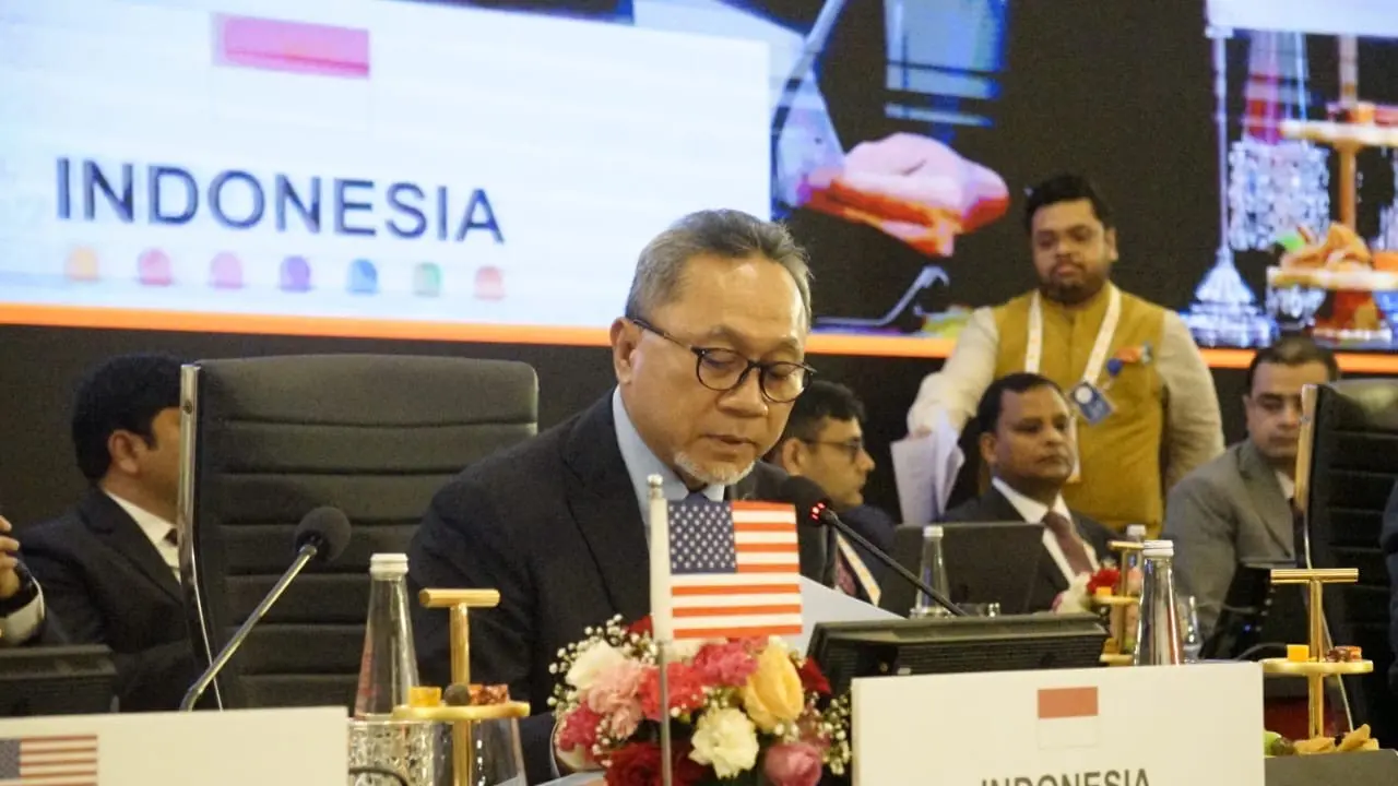 Menteri Perdagangan(Mendag) Zulkifli Hasan menyampaikan pidato dalam Pertemuan Tingkat Menteri Perdagangan dan Industri (Trade and Investment Ministerial Meeting/TIMM) G20 di Jaipur, India, Kamis, (24/8/2023).(Dok Kemendag)