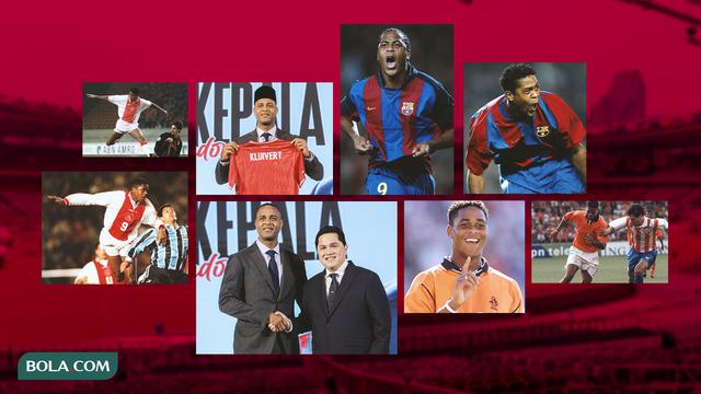 Kolase - Patrick Kluivert bersama Ajax, Barcelona, timnas Belanda, dan saat perkenalan sebagai pelatih Timnas Indonesia