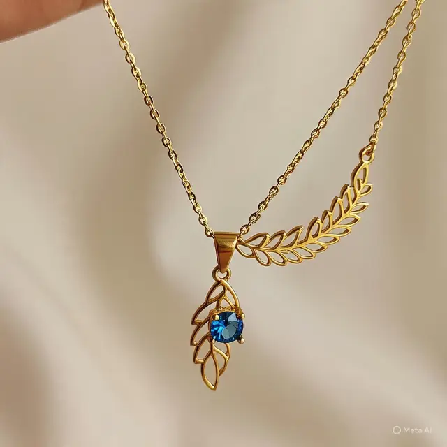Ilustrasi Kalung Emas Permata Biru (Created by AI)
