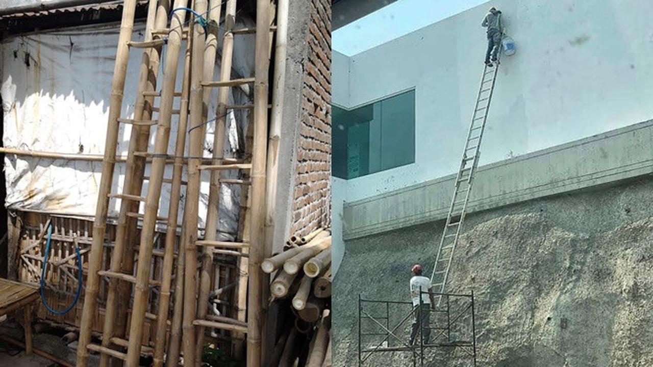 6 Potret Tangga Tukang Dirakit Ini Nyeleneh, Bikin Enggak Berani Naik