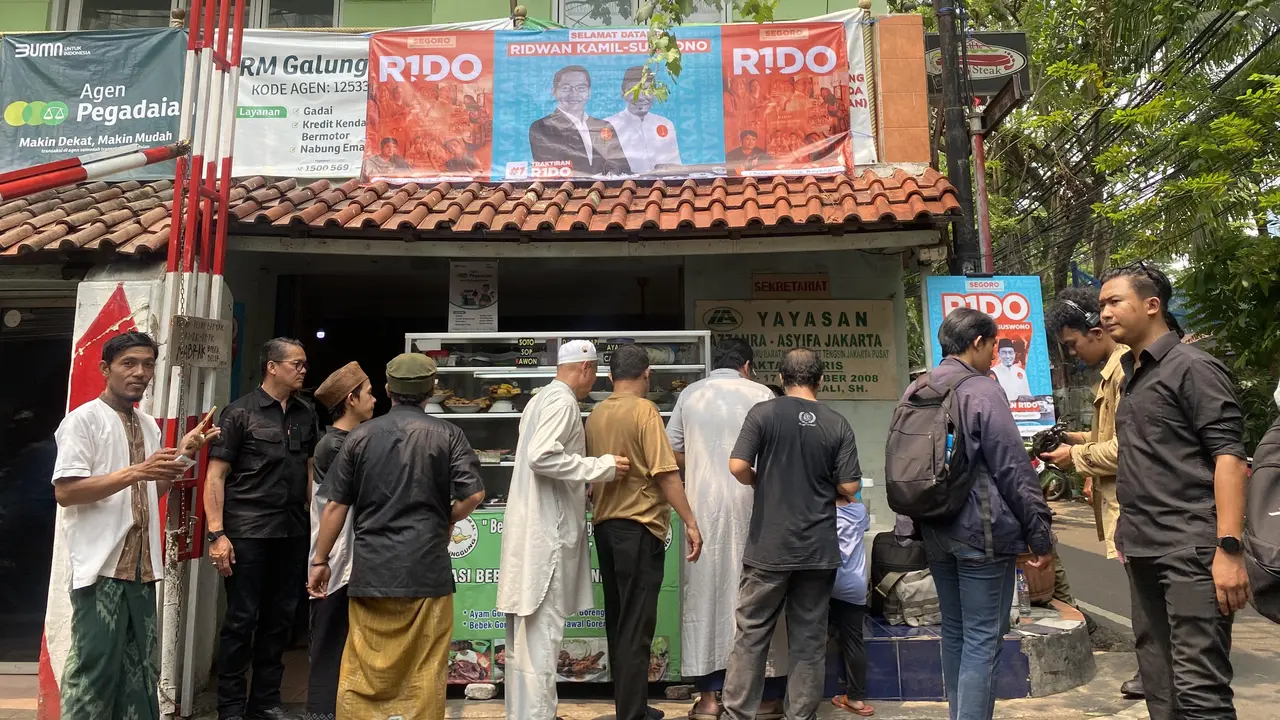 Calon Gubernur Jakarta Ridwan Kamil batal menghadiri simulasi program Traktiran RIDO (Ridwan Kamil-Suswono) di Bendungan Hilir, Tanah Abang, Jakarta.
