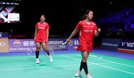 Rachel Allessya Rose/Febi Setianingrum tampil sebagai ganda putri Indonesia kedua saat menghadapi Denmark pada perempat final Piala Uber 2026 di Forum Horsens, Denmark, Kamis (30/4) malam. (foto: PBSI)