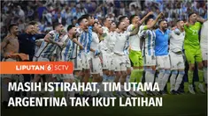 Usai beristirahat setelah mengalahkan Kroasia dalam laga semi final Piala Dunia Qatar 2022, Argentina kembali berlatih untuk menghadapi Prancis di laga final.