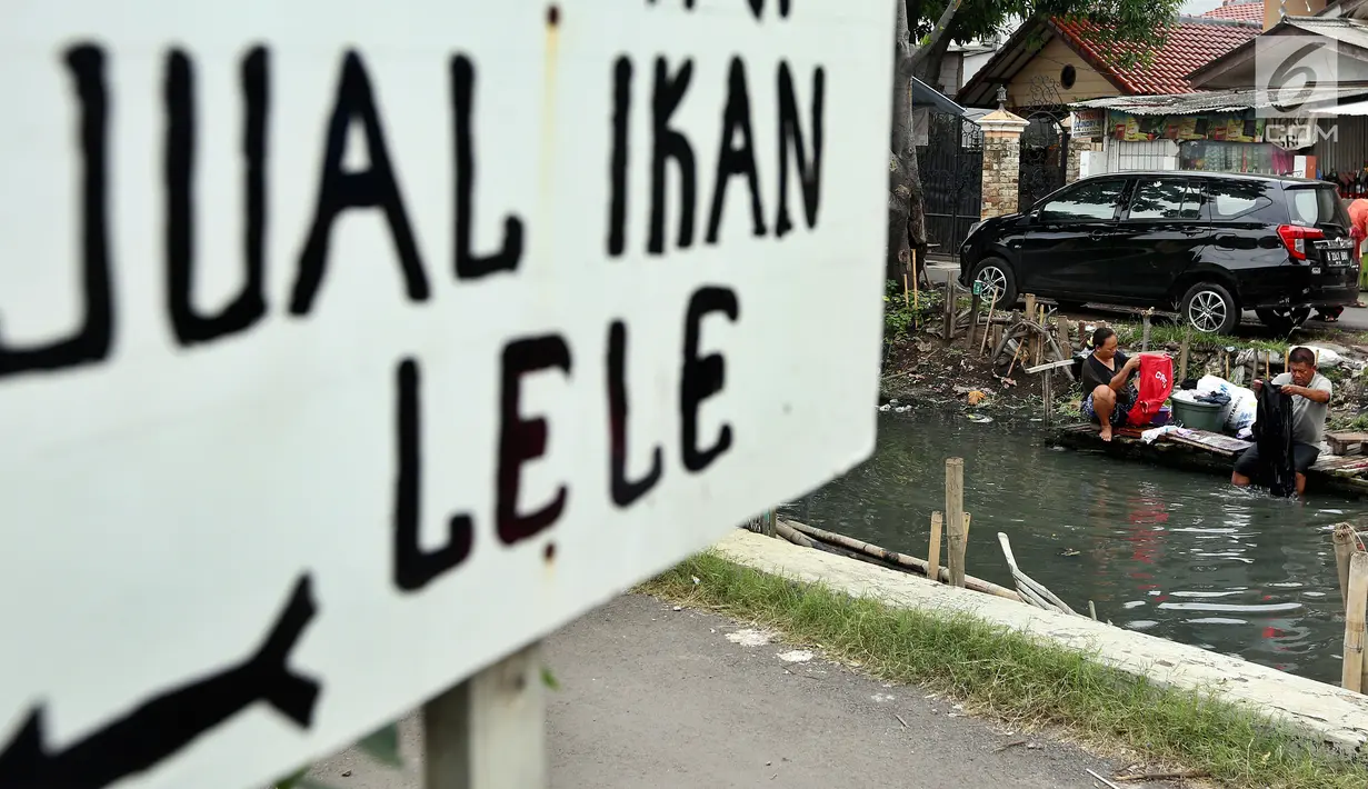 Warga memanfaatkan aliran Kali Maja untuk mencuci pakaian, Jakarta, Selasa (7/11). Air Kali Maja yang yang kotor dan tidak layak, terpaksa dimanfaatkan untuk memenuhi kebutuhannya terutama mencuci pakaian. (Liputan6.com/JohanTallo)