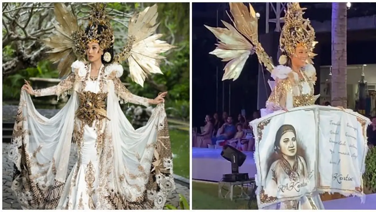 7 Pesona Olivia Aten dalam Kostum Nasional di Miss Global 2022, Menawan