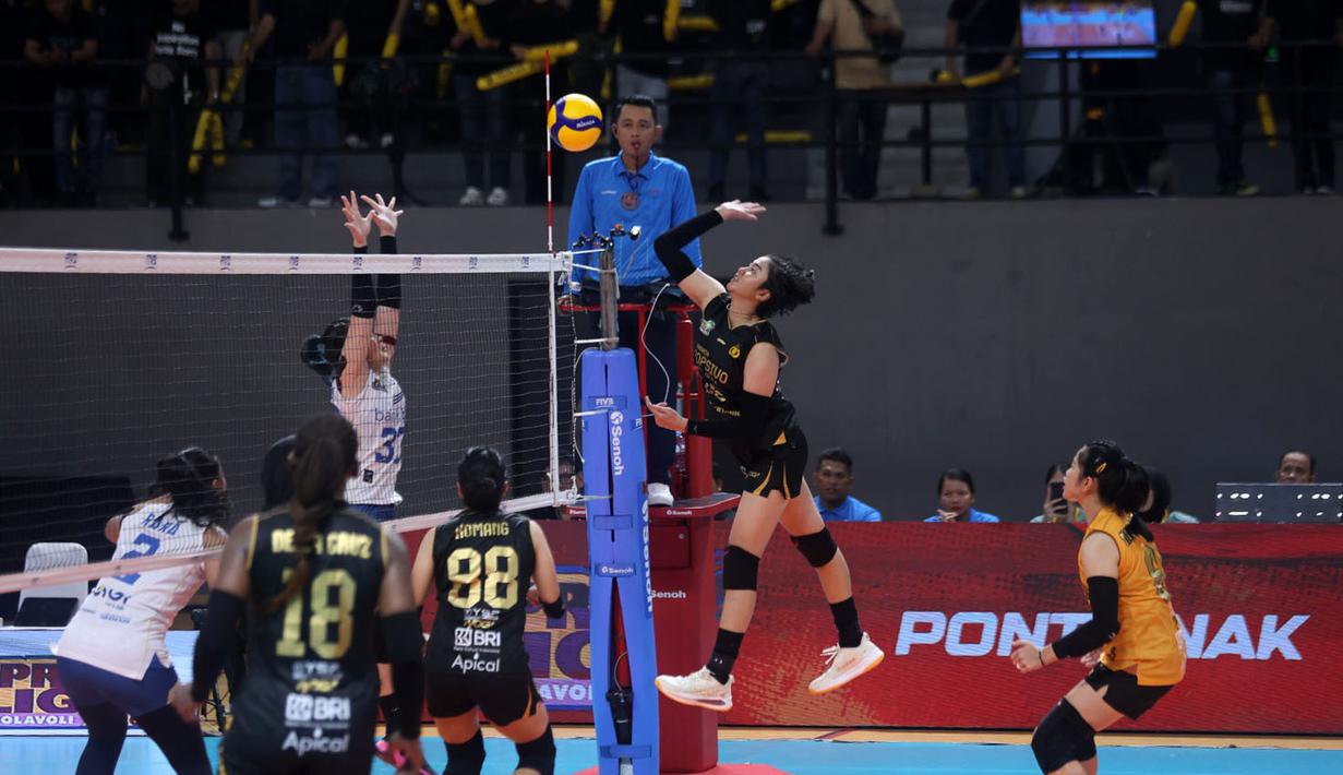 Popsivo sukses menaklukkan Bandung BJB Tandamata dengan skor 3-1 (25-12, 24-26, 25-19, 25-18) dalam pertandingan yang berlangsung di GOR Terpadu A Yani, Pontianak, Minggu (11/1/2026). (Dok. PBVSI)