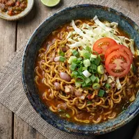 Resep Mie Nyemek Tanpa Telur. (AI Generated)