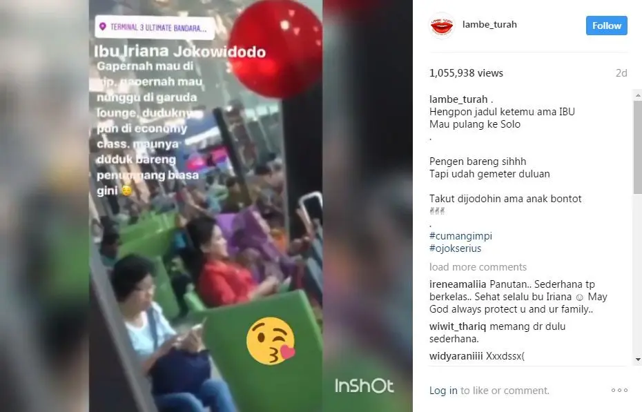 Potret kesederhanaan Iriana Jokowi yang bikin kagum netizen. (Foto: instagram.com/lambe_turah)