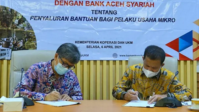 Deputi Bidang Usaha Mikro dan Bank Aceh Syariah Tandatangani PKS  tentang Penyaluran BPUM di Aceh