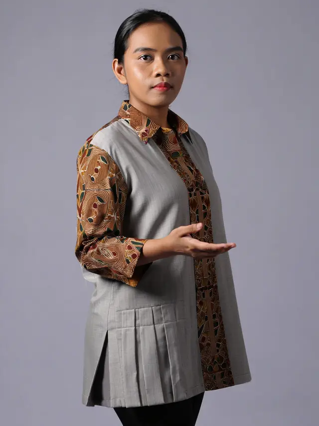 Model Tunik Batik Kombinasi Kain Polos