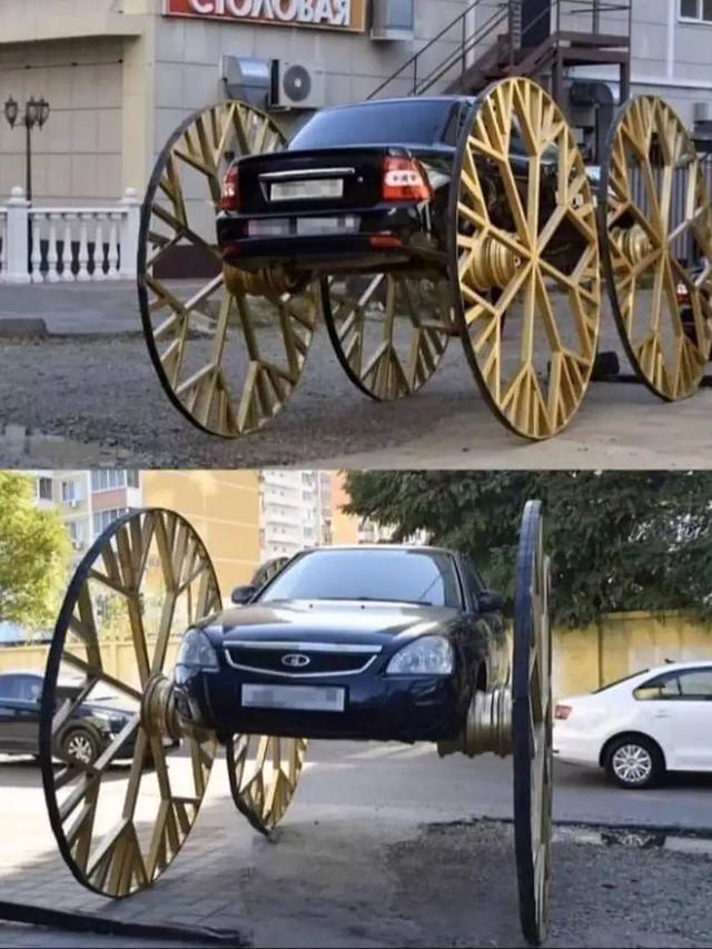 8 Potret Nyeleneh Modifikasi Roda Mobil, Ada yang Pakai Wajan