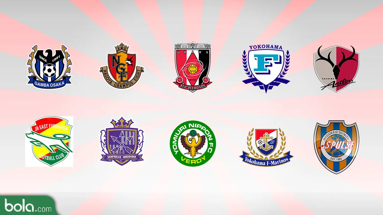 Logo 10 klub pertama di J-League (Bola.com/Adreanus Titus)