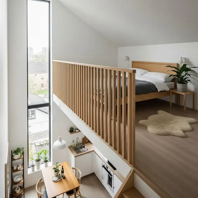 Kamar Tidur Mezzanine di Atas Dapur Rumah Kecil