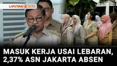 Sementara hari pertama masuk kerja libur lebaran, ASN di lingkungan Pemprov Jakarta yang tidak hadir capai 2,37 persen. Hal ini disampaikan oleh Gubernur Jakarta, Pramono Anung usai menggelar halalbihalal di lingkungan Pemprov Jakarta di Balai Kota, ...