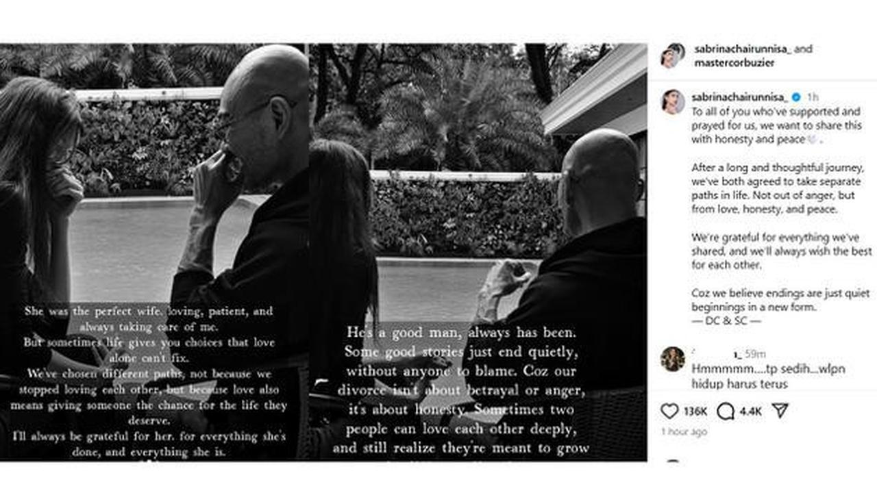 Deddy Corbuzier Konfirmasi Kabar Perceraian, Sebut Sabrina Chairunnisa Istri Sempurna