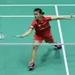 Tunggal putri Hanna Ramadini menyumbang poin bagi tim Uber Indonesia saat menghadapi Bulgaria pada penyisihan Grup C Piala Uber 2016 di Kunshan, Tiongkok, Minggu (15/5/2016). (Liputan6.com/Humas PB PBSI)