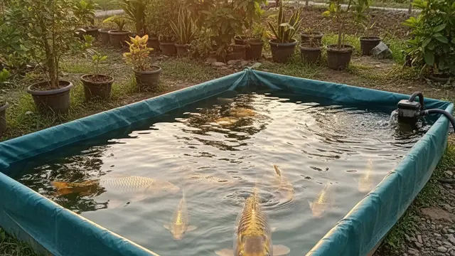 Kolam Terpal Berisi Ikan Mas