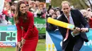 Dalam kunjungan yang sama di New Zealan, Kate dan William pun terpotret tengah bermain cricket. (hellomagazine.com)