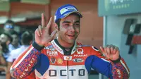 Pebalap OCTO Pramac Racing, Danilo Petrucci menempati peringkat kelima dengan meraih 5% total mentions pada trending topic pebalap MotoGP. (AFP/Josep Lago)
