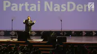 Ketum Partai Nasdem, Surya Paloh memberi pidato saat Rapat Kerja Nasional (Rakernas) IV Partai Nasdem di JIExpo Kemayoran, Jakarta Pusat, Rabu (15/11). Acara ini juga sekaligus sebagai peringatan HUT ke-6 Partai Nasdem. (Liputan6.com/Faizal Fanani)