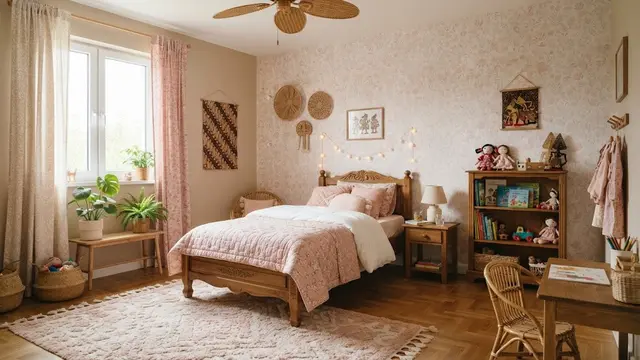 Ide desain kamar tidur berwarna pink yang bikin tidur nyenyak dengan suasana menenangkan model pink sebagai aksen kamar anak