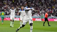 Gol Bukayo Saka menjadi gol ketiganya pada Piala Dunia 2022 yang menjadi Piala Dunia pertamanya. Pada fase grup, pemain milik Arsenal tersebut mampu menyumbang 2 gol yang dicetaknya pada matchday pertama saat menang 6-2 atas Iran. (AP/Manu Fernandez)