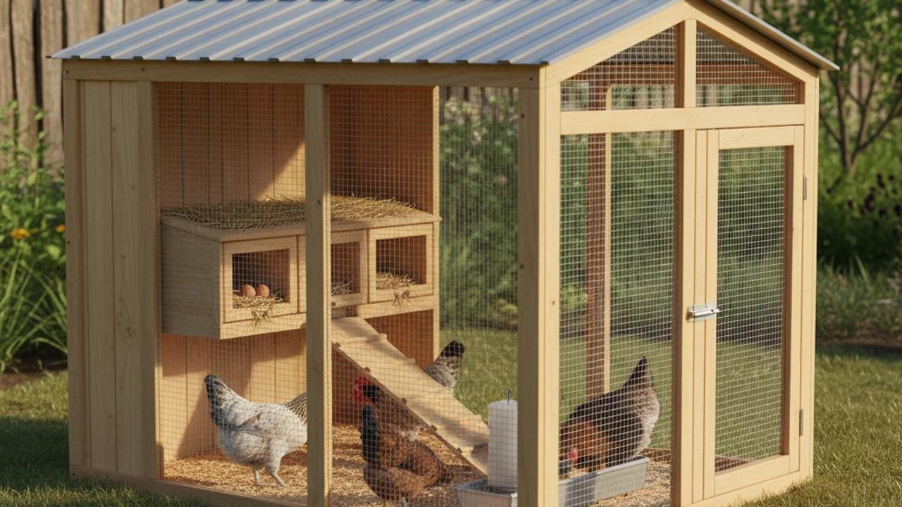 Kandang Ternak Ayam Semi-Tertutup dengan Box Bertelur
