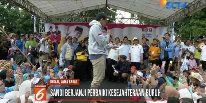 Sapa Pendukung di Bekasi, Sandiaga Janji Perbaiki Kesejahteraan Buruh