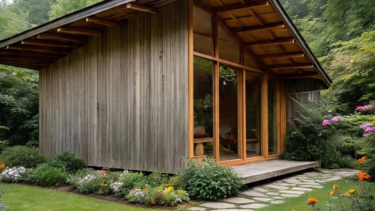 Ilustrasi Desain Rumah Kecil dari Kayu dan Bambu