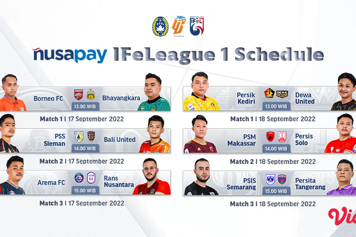 Link Live Streaming Nusapay IFeLeague1 2022 Match 3 di Vidio, 17-18 September