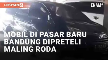 Aksi pencurian semakin nekat dilakukan di siang bolong. Seorang pemobil menjadi korban usai dua roda mobilnya hilang. Pelaku beraksi di lantai 6 gedung parkir Pasar Baru Bandung (31/8/2023).