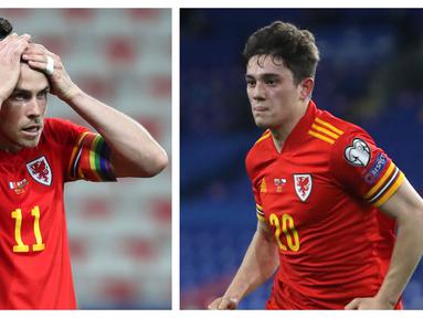 Didukung para pemain yang berkiprah di kompetisi Eropa, Wales akan melakoni laga perdana mereka di Grup A Euro 2020 (Euro 2021) kontra Swiss. Selain Gareth Bale sebagai pemain senior, Wales juga menumpukan harapan pada sayap muda Manchester United, Daniel James. (Foto: Kolase AFP)