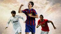 Ilustrasi - Kaka, Zlatan Ibrahimovic, Angel di Maria (Bola.com/Adreanus Titus)