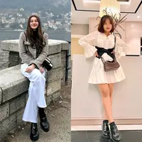 Aaliyah Massaid menonjolkan gaya minimalis yang memberi kesan elegan saat mengenakan sepatu Prada Patent leather loafers. [Foto: IG/@aaliyah.massaid/@fuji_an]