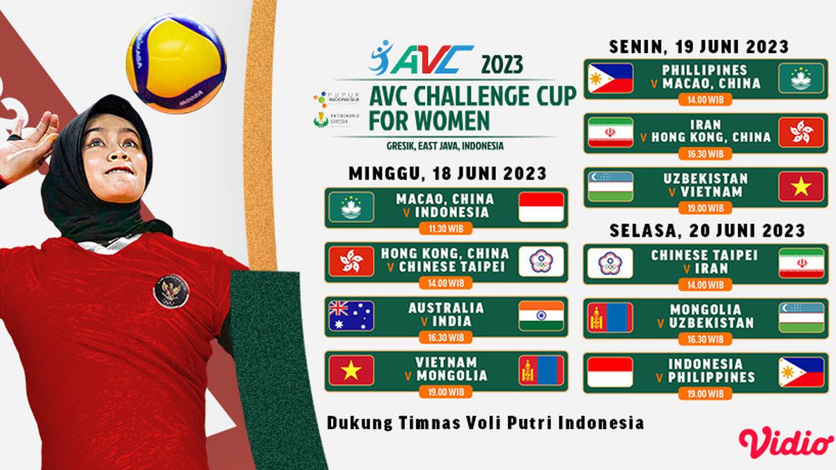 Jadwal Live Streaming AVC Challenge Cup 2023 di Vidio, 1820 Juni 2023 Ragam