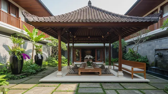 Model Courtyard Khas Bali Modern (AI Generated)
