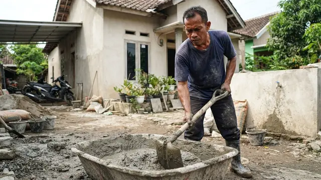 mengaduk semen