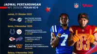 Siaran Langsung NFL 2025/26 Pekan ke-9, Tayang Eksklusif di Vidio