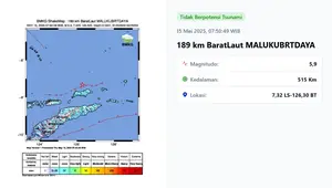 Gempa&nbsp;hari ini, Kamis (15/5/2025)&nbsp;menggetarkan pukul 07:50:49 WIB di wilayah Maluku Barat Daya, Provinsi Maluku. (www.bmkg.go.id)