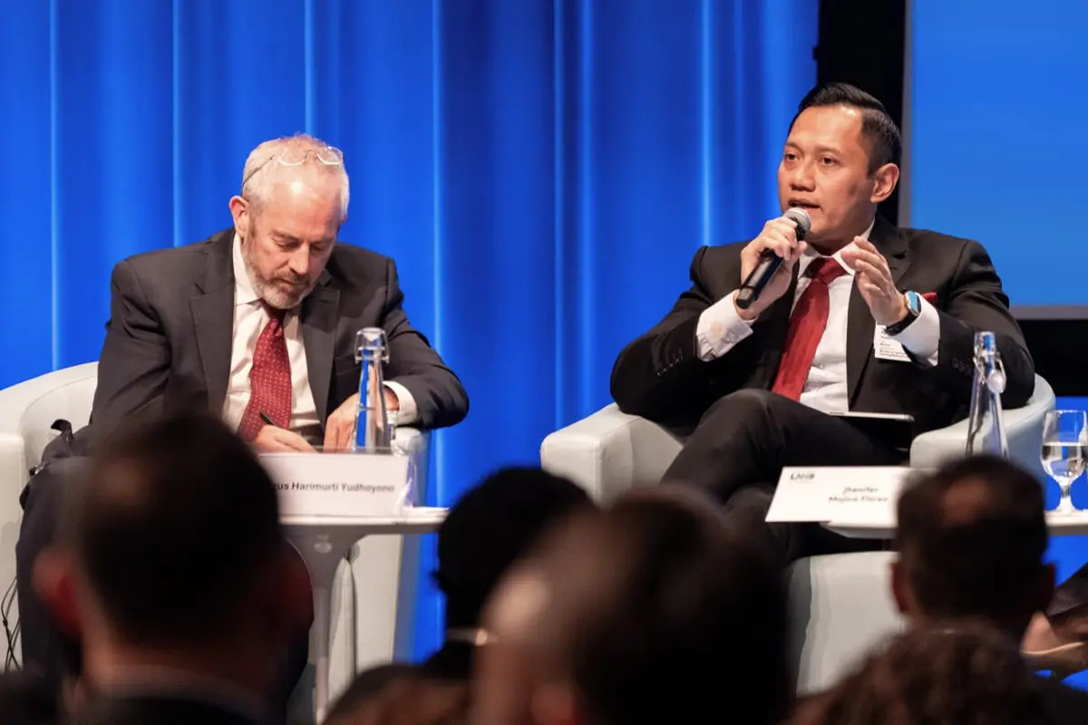 AHY saat jadi pembicara di ajang World Bank Land Conference 2024 di Washington DC, Amerika Serikat. (Istimewa)