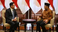 Pertemuan bilateral antara Menlu RI Sugiono (kanan) dan Duta Besar Thailand untuk Indonesia  Prapan Disyatat (kiri) di Kantor Kemlu RI, Rabu (12/3/2025). (Dok. Kemlu RI)